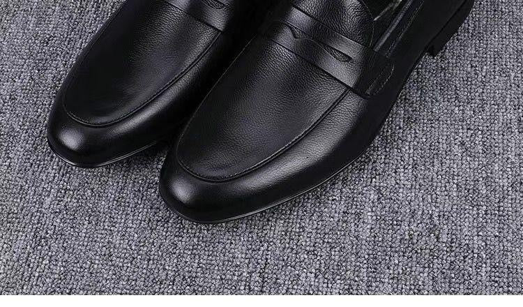 Spring and Autumn New Soft Casual Dress Leather Shoes Breathable Business Men's British One-Pedal Doudou Shoes Soft Sole Soft Surface