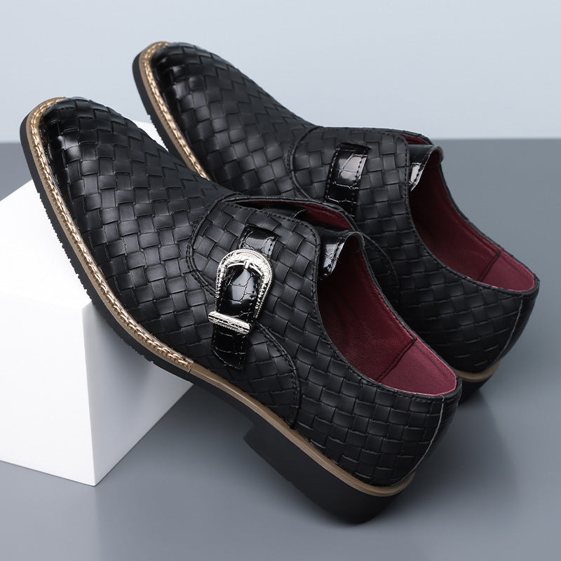 Amazon's best-selling cross-border plus sizemen leather shoes pointed toe business casual slip-on