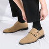 2026exportpure color business monk shoes men's british fashion pointed toe office leather shoes form