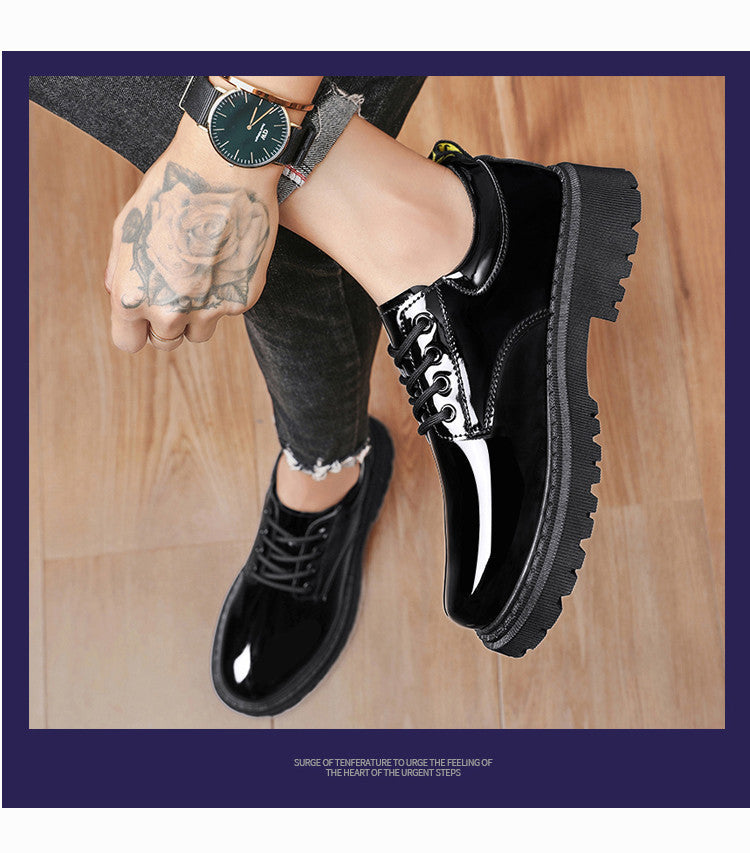 Glossy leather shoes for men, formal business british derby shoes, autum big toe casualtrendy shoes, 10