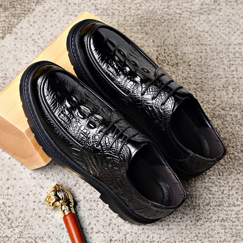 First-layer cowhide men crocodile pattern casual leather shoes 2026 spring new arrival set of feet 7