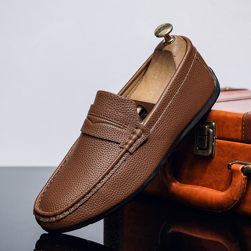 Men's Casual Leather Loafers - Soft Sole, Fashionable Design