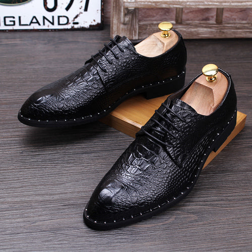 Men's Black Leather Formal Shoes, Wedding, British Style