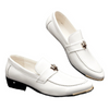 Men's White Leather Formal Shoes, Pointed Toe, Business