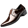 Men's Black Leather Formal Shoes, Pointed Toe, Business, Style 0487