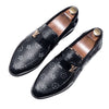 Men's Black Leather Driving Shoes, Business, Wedding, Style 3015