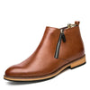 Men's Black Leather Martin Boots, Pointed Toe, British Style